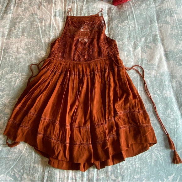 NWT Free People Emily Dress, Crochet, Cooper, Boho - Picture 10 of 12